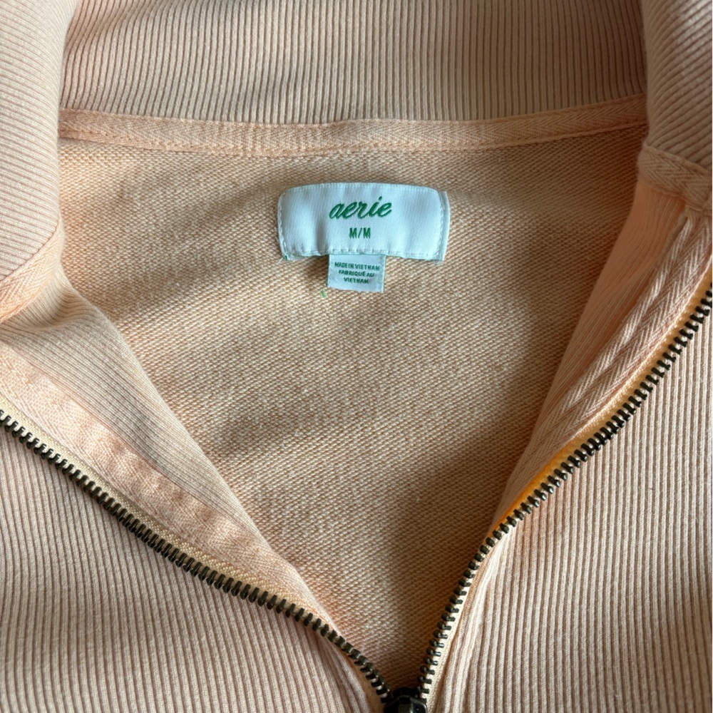 Aerie Pullover Peach Quarter-Zip Turtleneck Oversized Size M Unisex - Picture 7 of 9